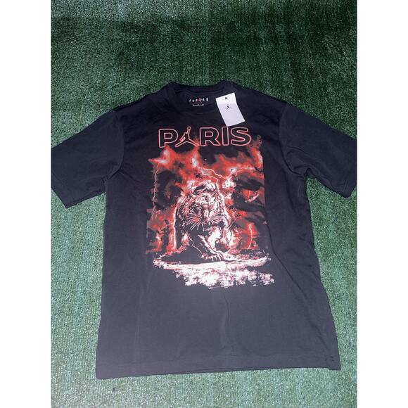 Men's S Nike Jordan PSG Paris Saint Germain Shirt Soccer Black Tiger FV7734-045 - Picture 1 of 7